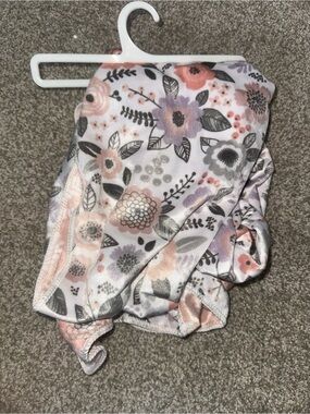 Floral Plush Throw Blanket in Pink, Lavender & Gray